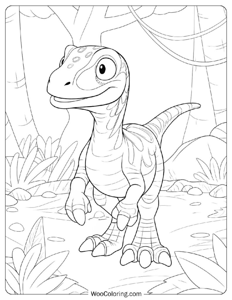 Coloring Page Of Blue the Velociraptor Adventure