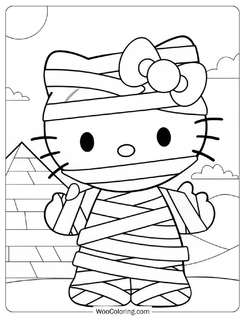Coloring Page Of Creepy Mummy Hello Kitty