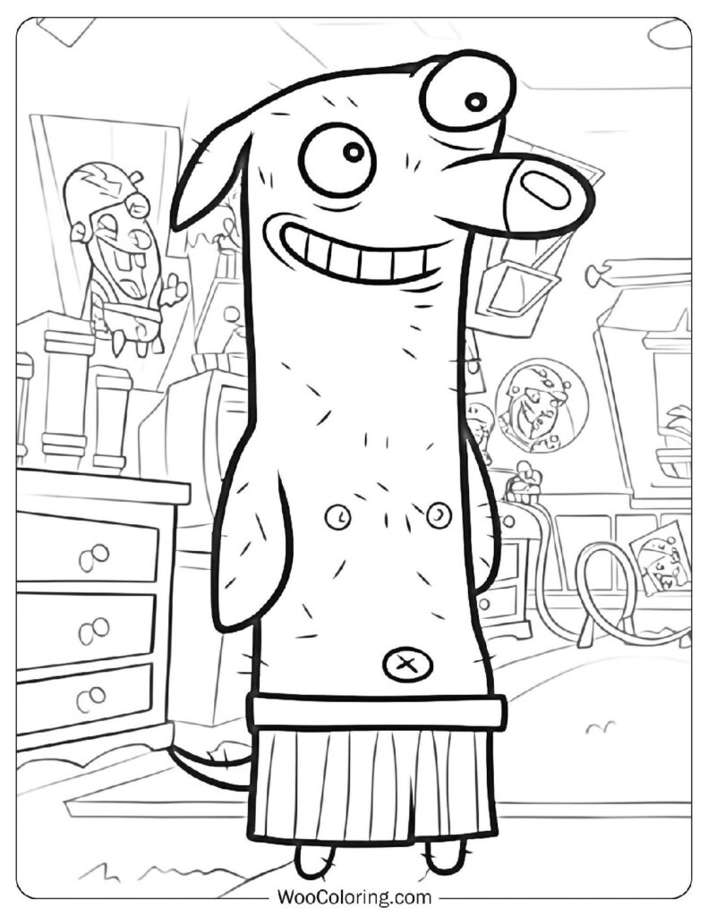 Howie the Dog from Almost Naked Animals Wearing Silly Underwear in a Funny Pose Coloring Page