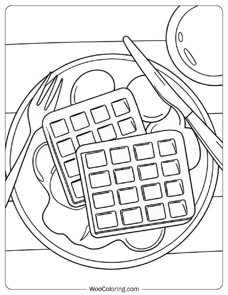 Food coloring page of Fluffy Waffles With Syrup
