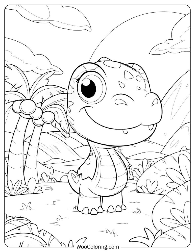 Coloring Page Of Kawaii T Rex