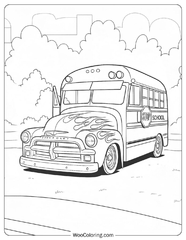 Coloring Page Of Lowrider Bus for Preschool Coloring Fun