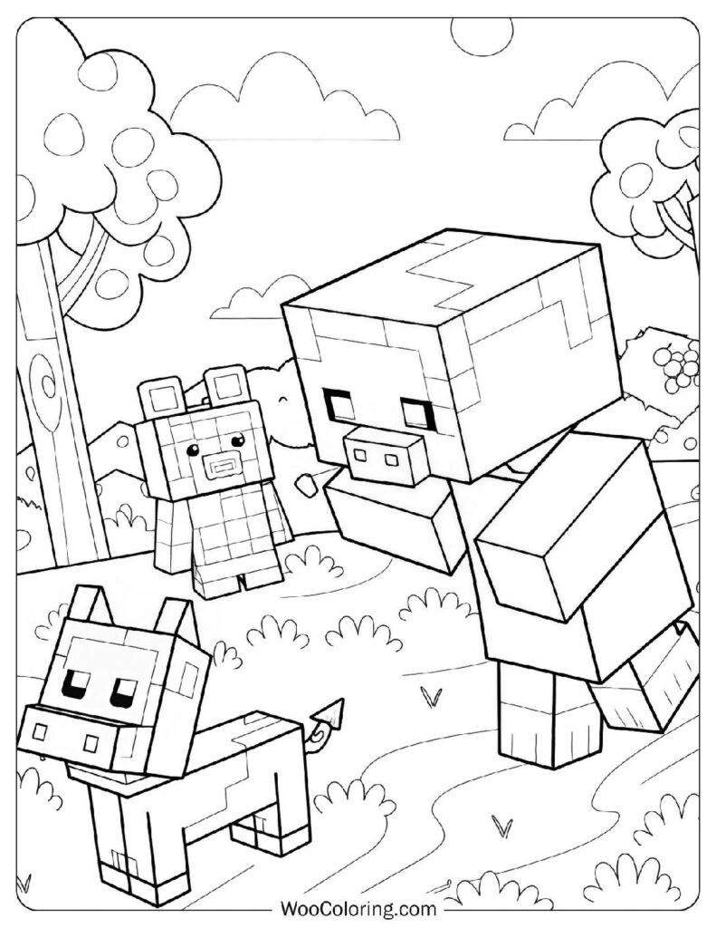 Coloring Page Of Minecraft Animals Farm