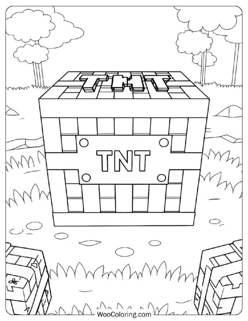 Minecraft TNT Coloring Page For Kids