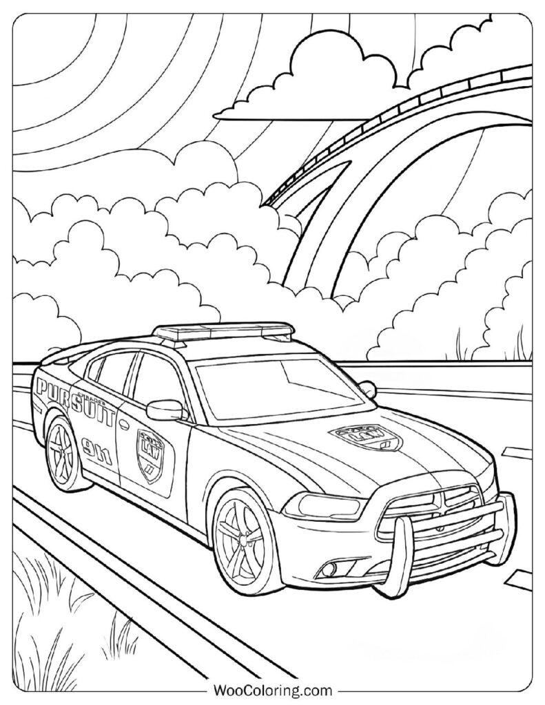 Coloring Page Of New Ray Dodge Charger Pursuit Police Vehicle