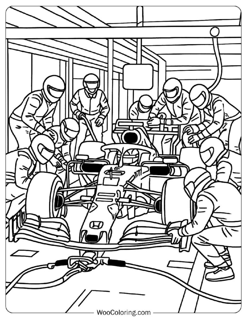 Coloring Page Of Red Bull F1 Team Pit Stop Record at Formula 1 Weekend