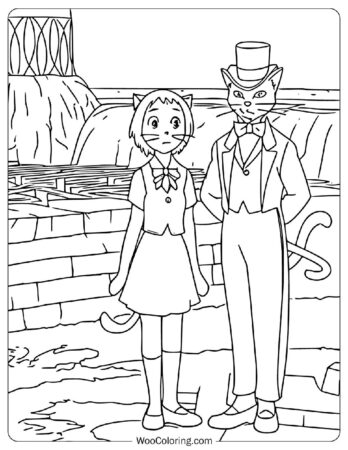 The Cat Returns Featuring Haru Yoshioka and Baron Humbert Von Gikkingen Coloring Page