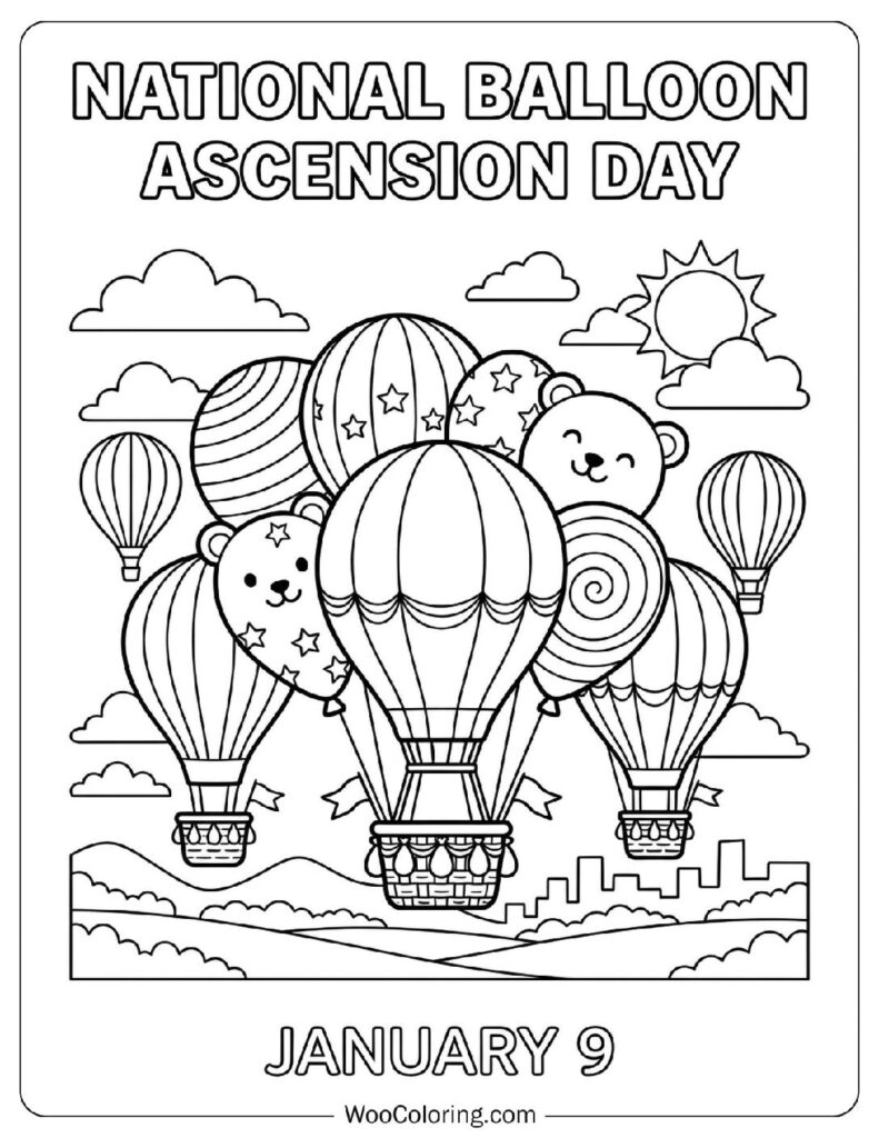 Coloring Page for January 9 – National Balloon Ascension Day