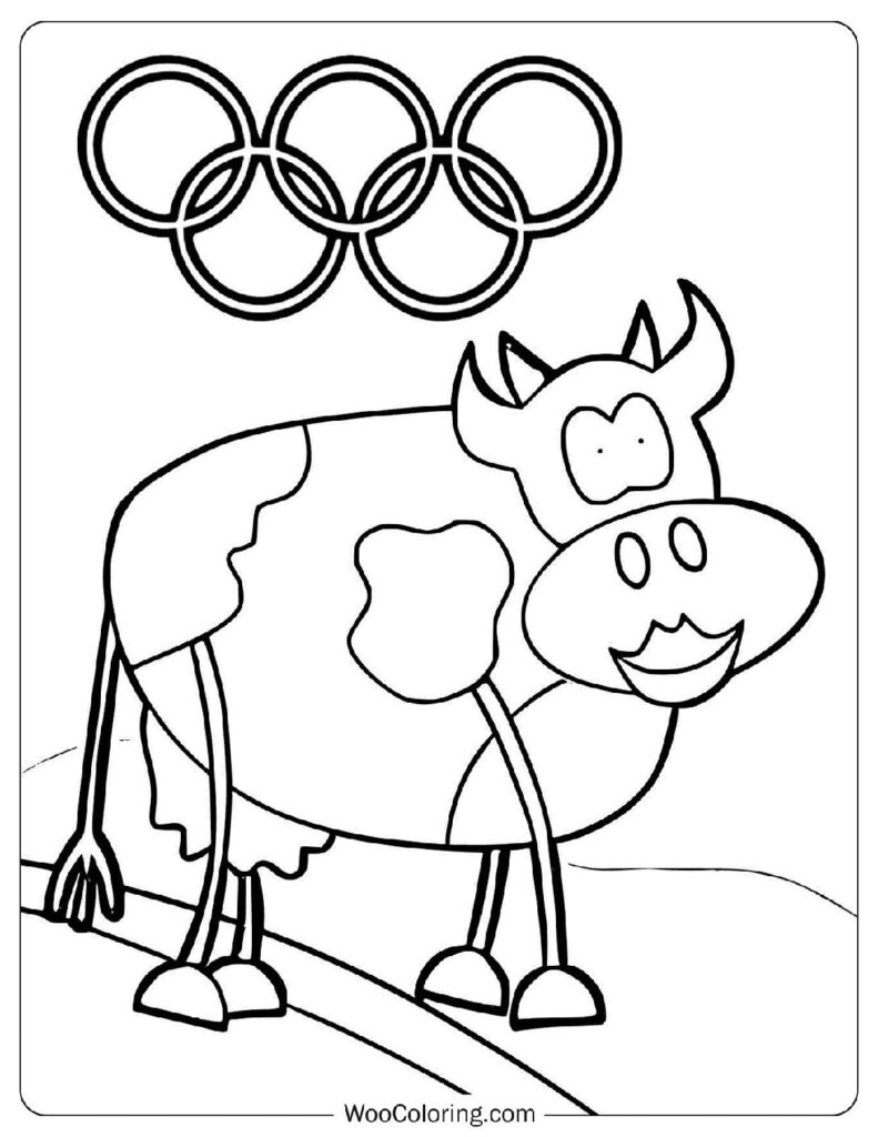 Coloring Sheet Of Blue Cow Goes To The Olympics