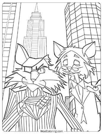 Cat City Characters Mr. Teufel and Grabowsky Coloring Page