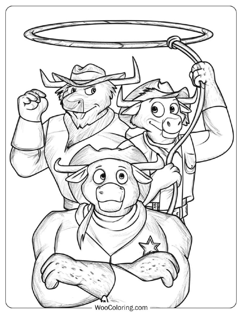 Coloring Sheet Of Cows From Wild West C.O.W.-Boys of Moo Mesa