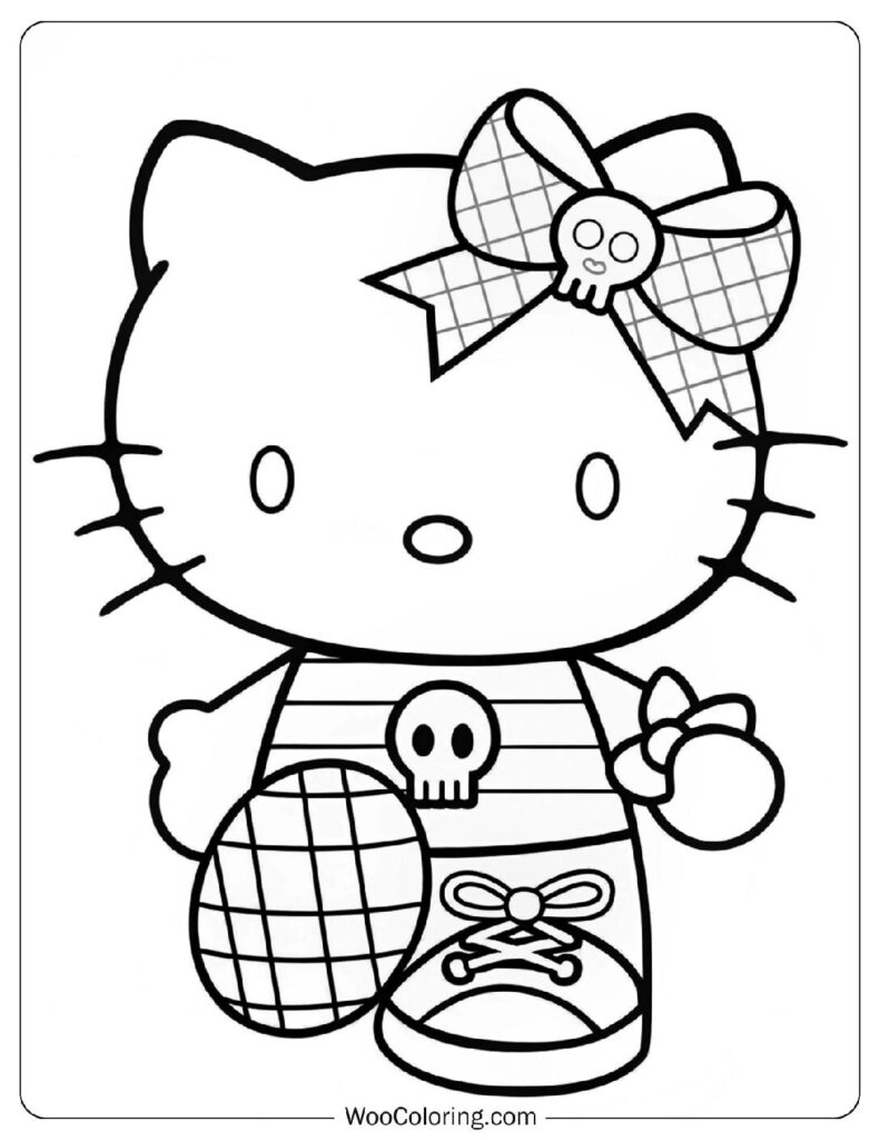 Coloring Sheet Of Edgy Goth Punk Hello Kitty