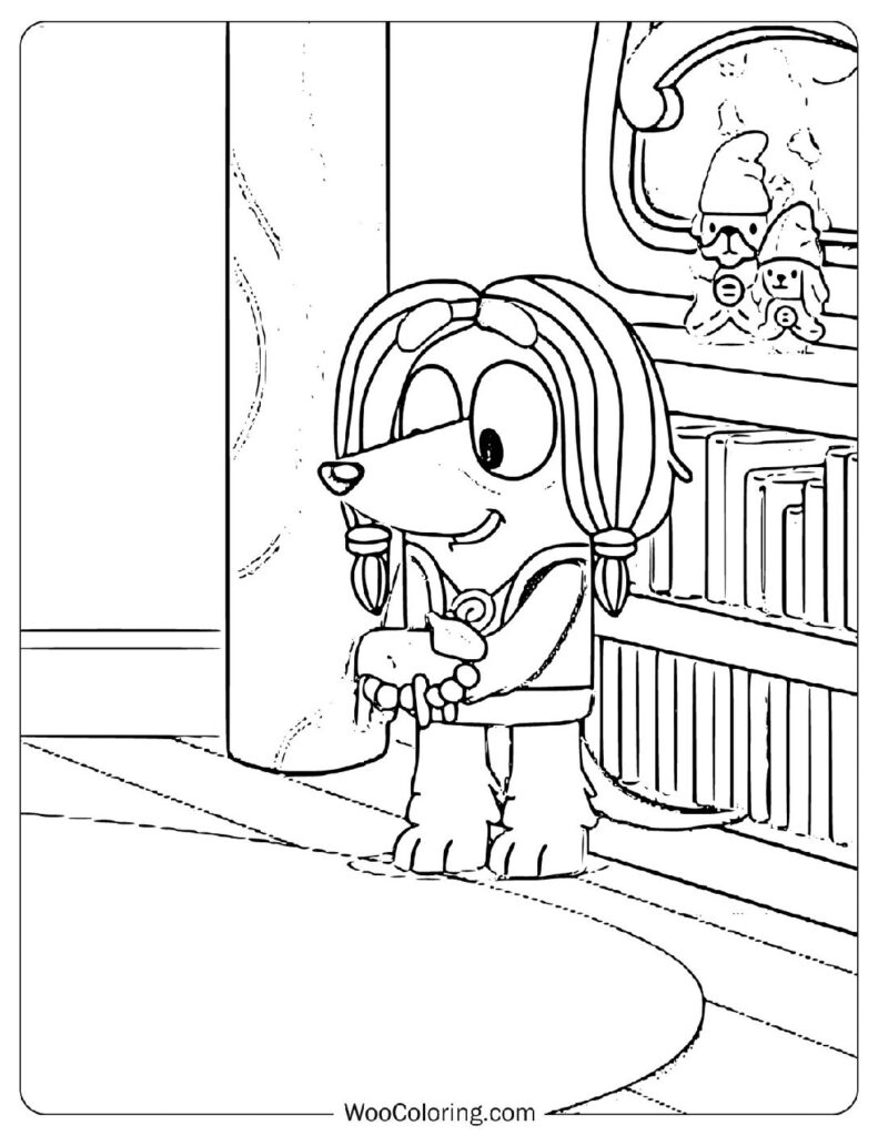 Coloring Sheet Of Indy Holding a Toy Horse