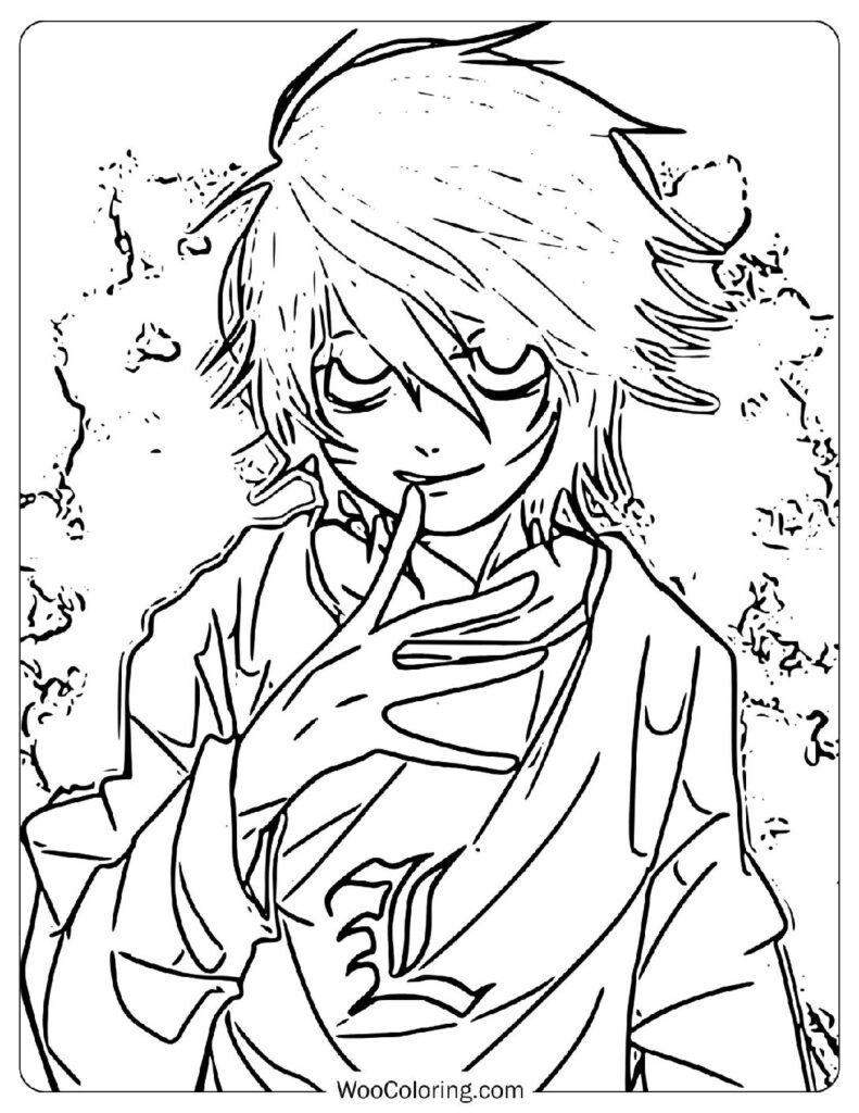 Coloring Sheet Of L – The Eccentric Master Detective from Death Note