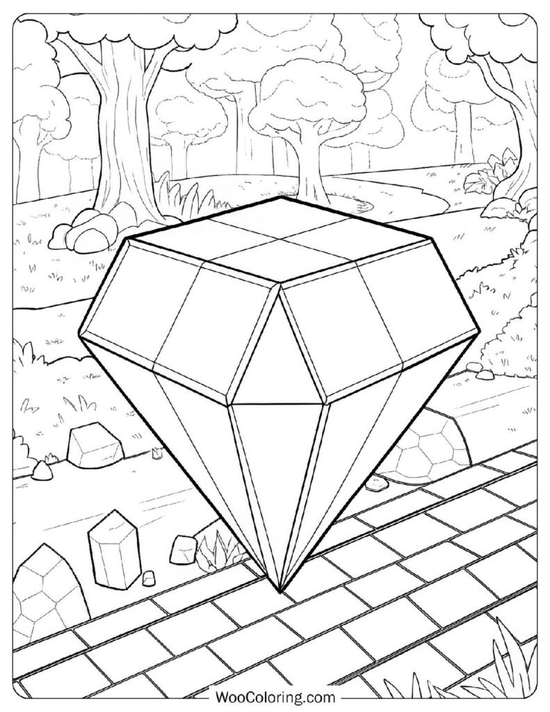 Minecraft Diamond Coloring Page For Kids