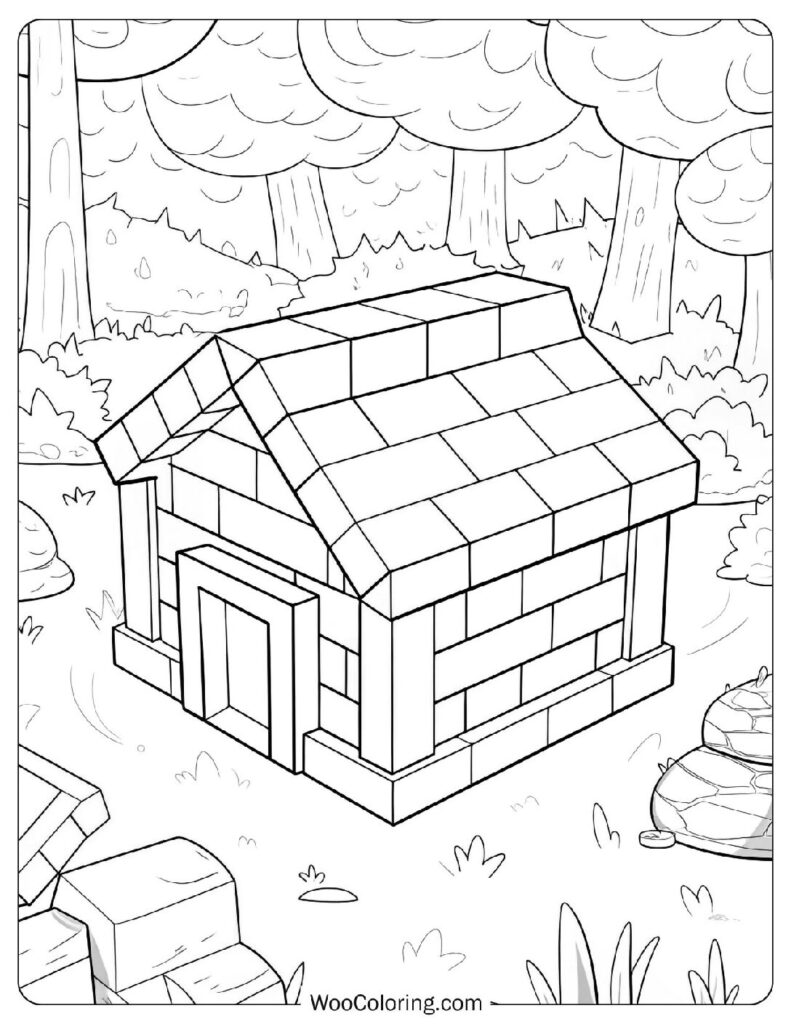 Coloring Sheet Of Minecraft Dog House