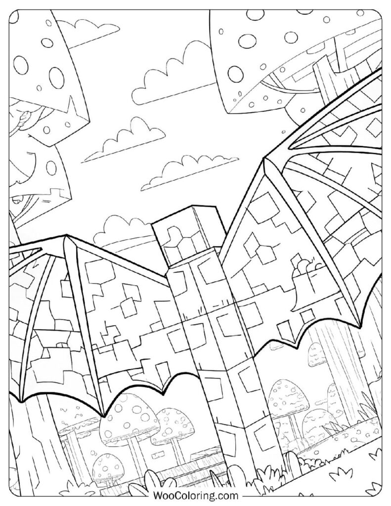 Coloring Sheet Of Minecraft Phantom Wings