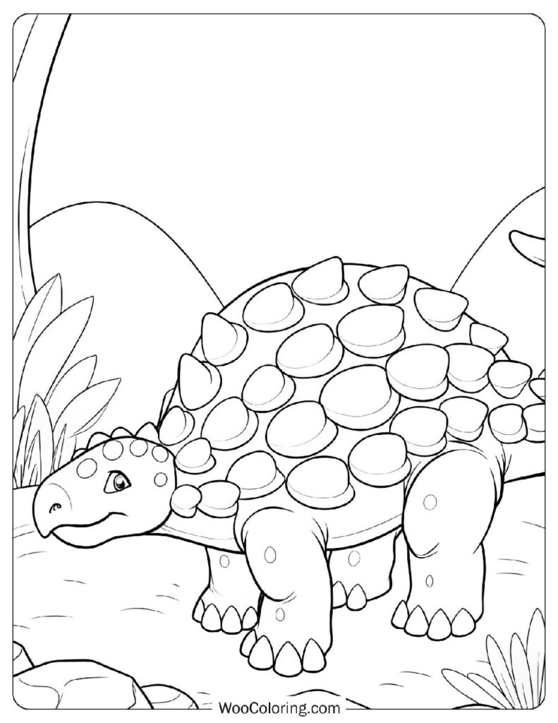 Coloring Sheet Of Peaceful Ankylosaurus