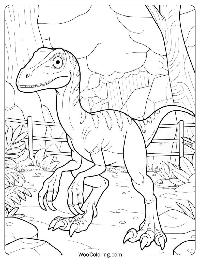 Coloring Sheet Of Raptor Paddock in the Jurassic Park