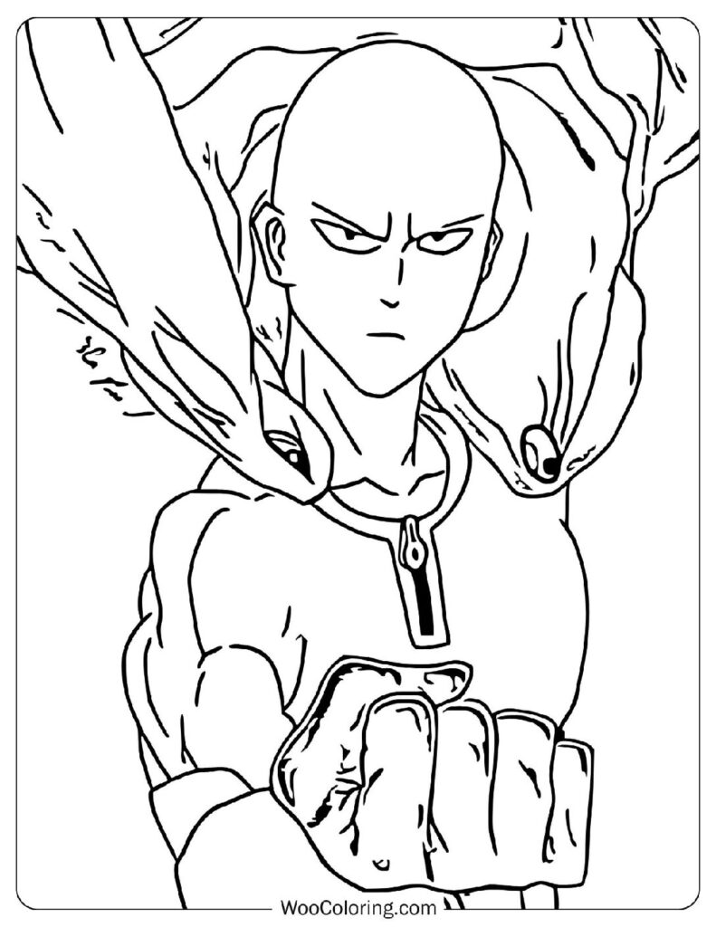 Coloring Sheet Of Saitama – The Caped Baldy and Invincible Hero from One-Punch Man