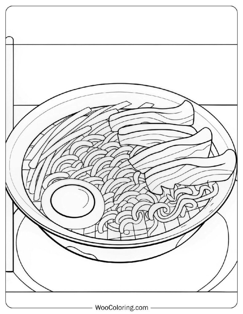 Food coloring page of Savory Ramen Noodles