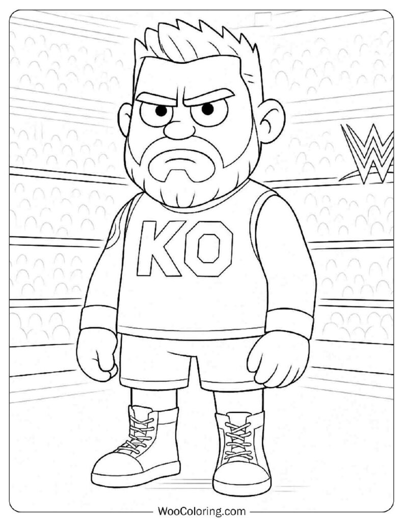 Coloring Sheet Of WWE Superstar Kevin Owens KO