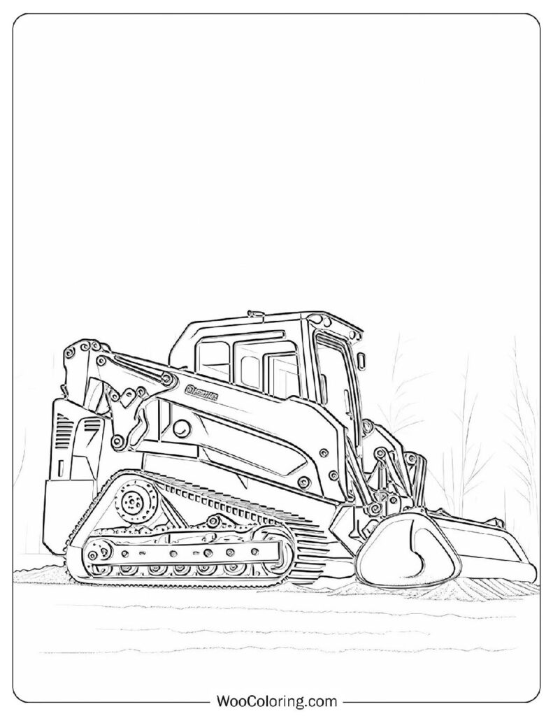 Coloring Sheet Of Working Cat Tractor