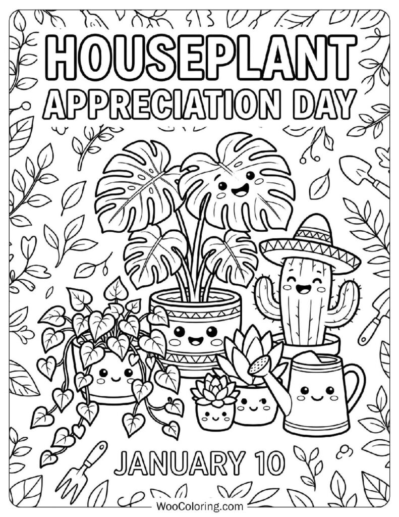 Coloring Sheet for January 10 – Houseplant Appreciation Day