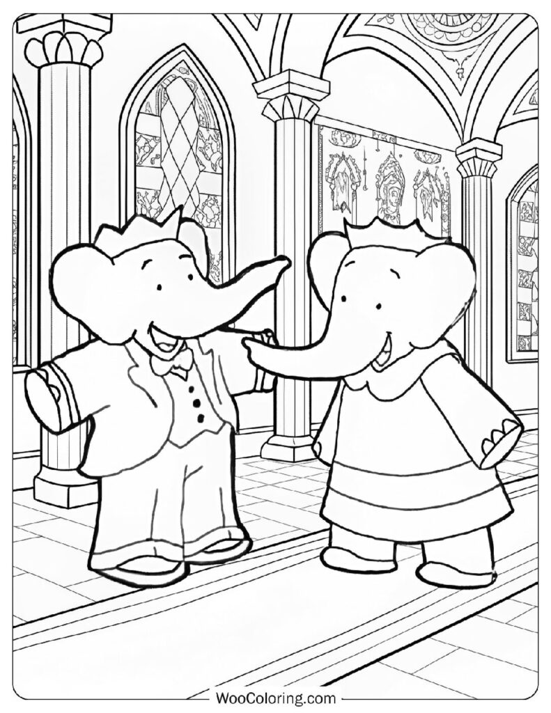 King Babar and Queen Celeste Smiling in the Palace Garden