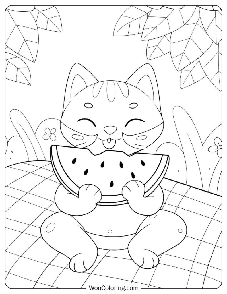 22 Watermelon Coloring Pages  Free PDF To Print  - 47
