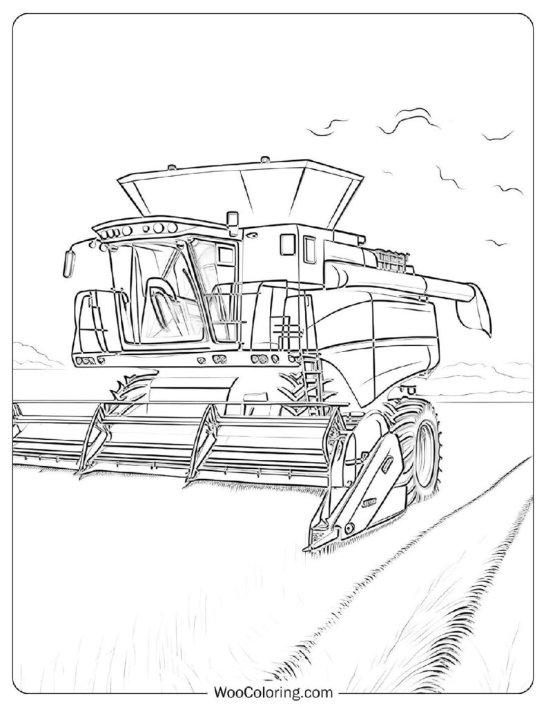 Combine Harvester Coloring Sheet For Kids