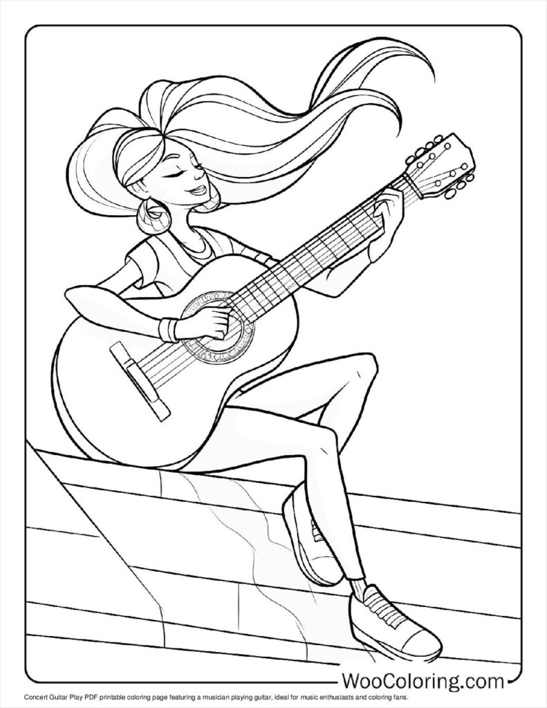 100  Guitar coloring pages  Free PDF To Print  - 44