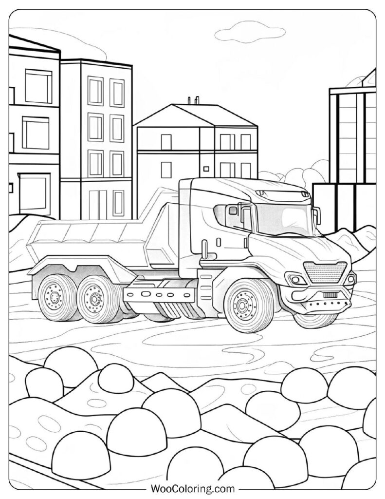 Construction Truck Coloring Page Busy On The Building Site