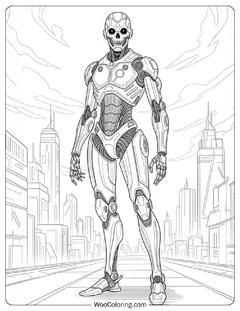 Cool Futuristic Robot Coloring Page