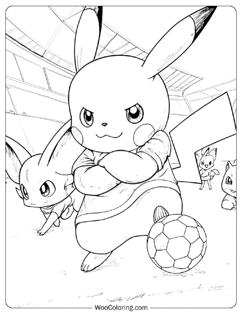 Cool Pokémon Football Team Coloring Picture