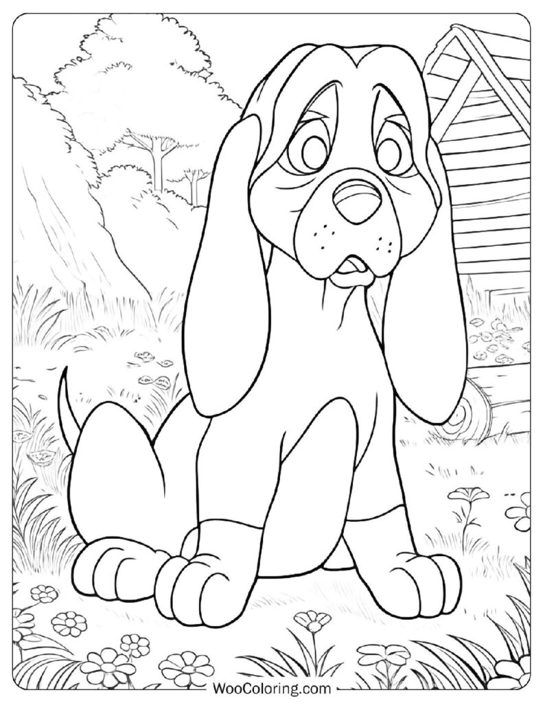 Copper the Curious Bloodhound Following a Trail in The Fox and the Hound