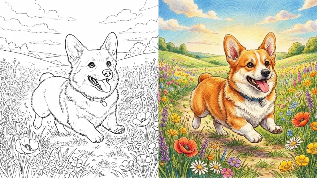 Corgi Coloring Pages