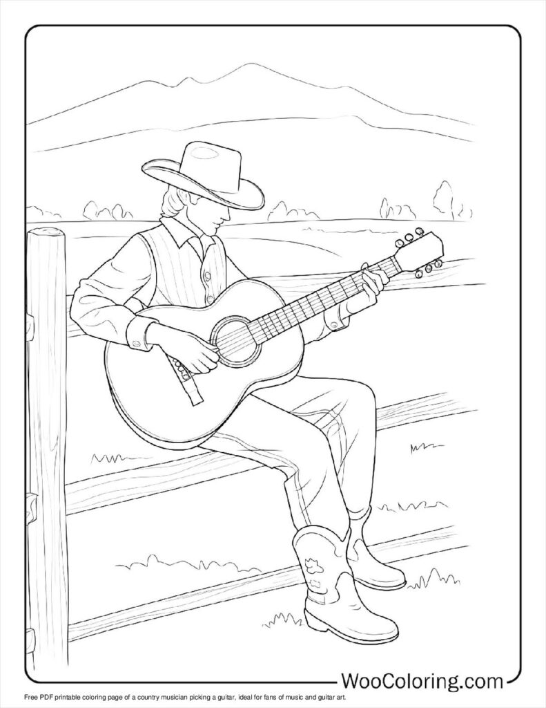 100  Guitar coloring pages  Free PDF To Print  - 86
