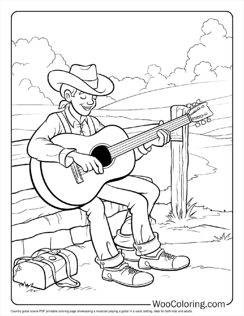 100  Guitar coloring pages  Free PDF To Print  - 65