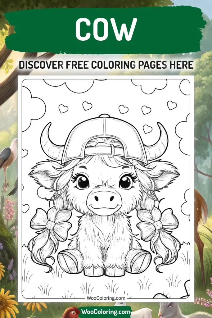 Cow coloring pages designs with animal