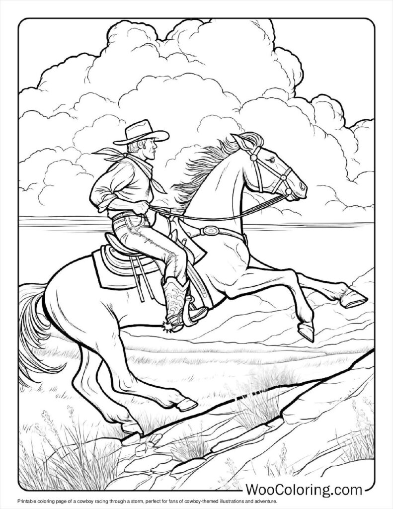 100  Cowboy coloring pages  Free PDF To Print  - 79