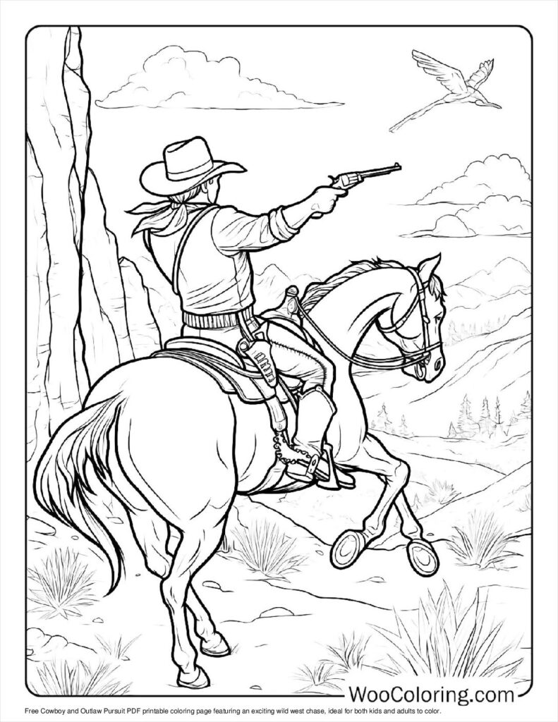 100  Cowboy coloring pages  Free PDF To Print  - 4