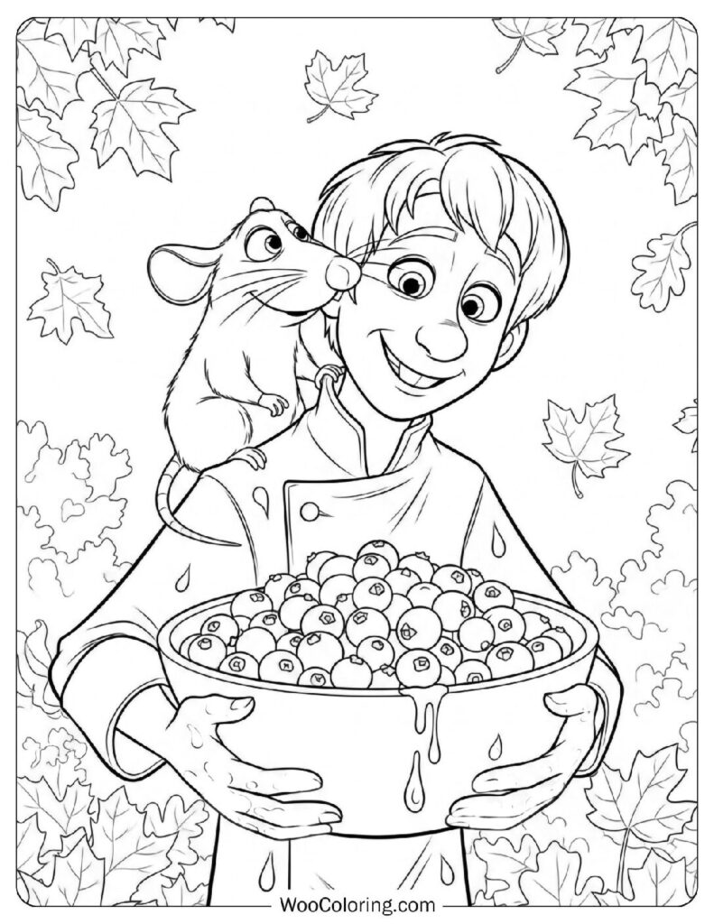 Cranberry Stained Hands Fall Coloring Picture of Remy and Linguini