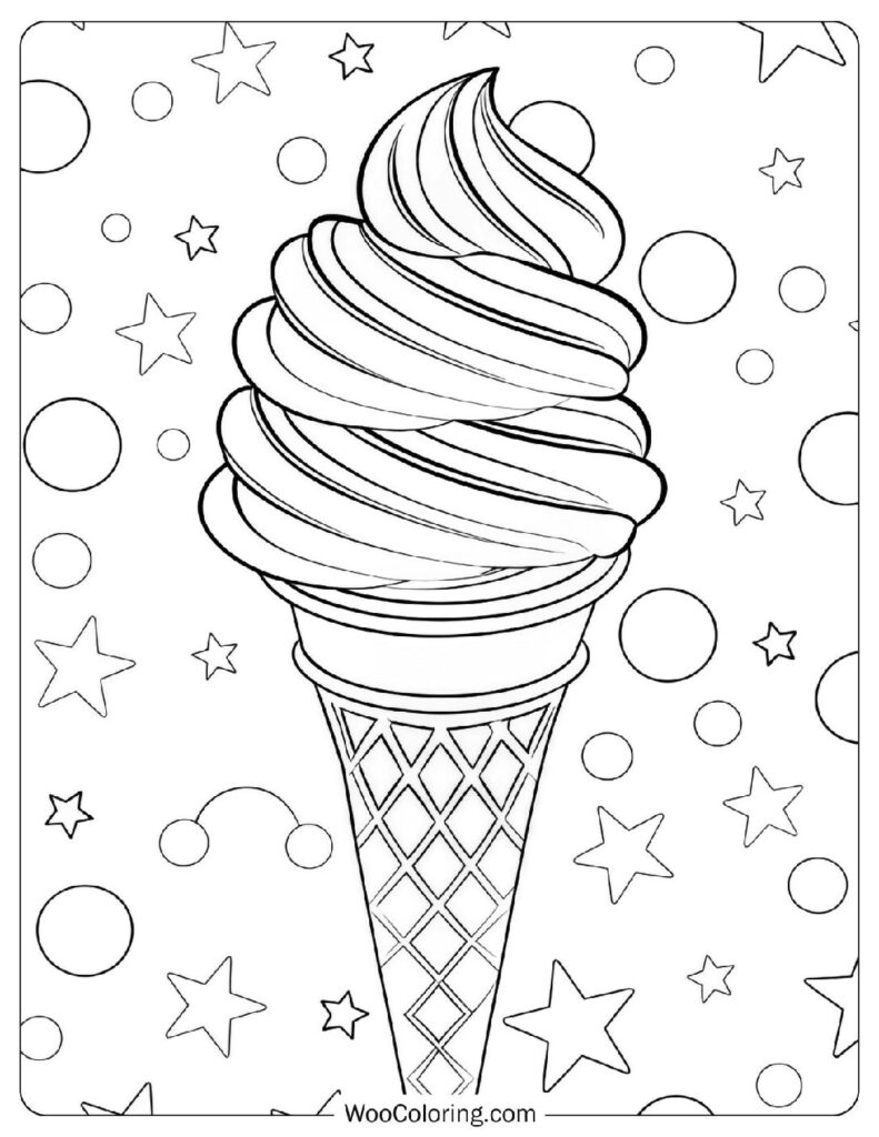 Food coloring page of Creamy Ice Cream Cone