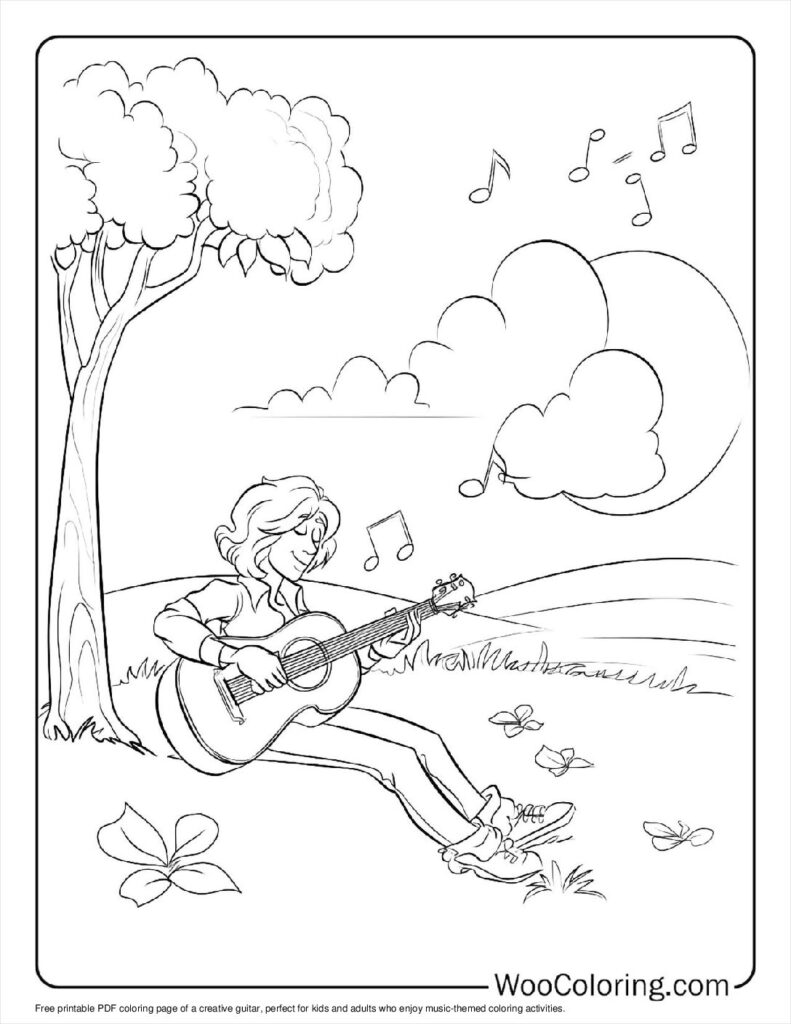 100  Guitar coloring pages  Free PDF To Print  - 1
