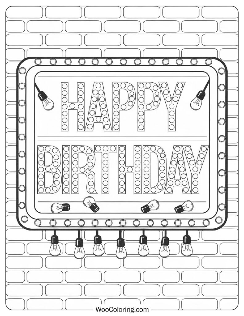 Creative Happy Birthday Wall Display With Glowing Bulbs To Color