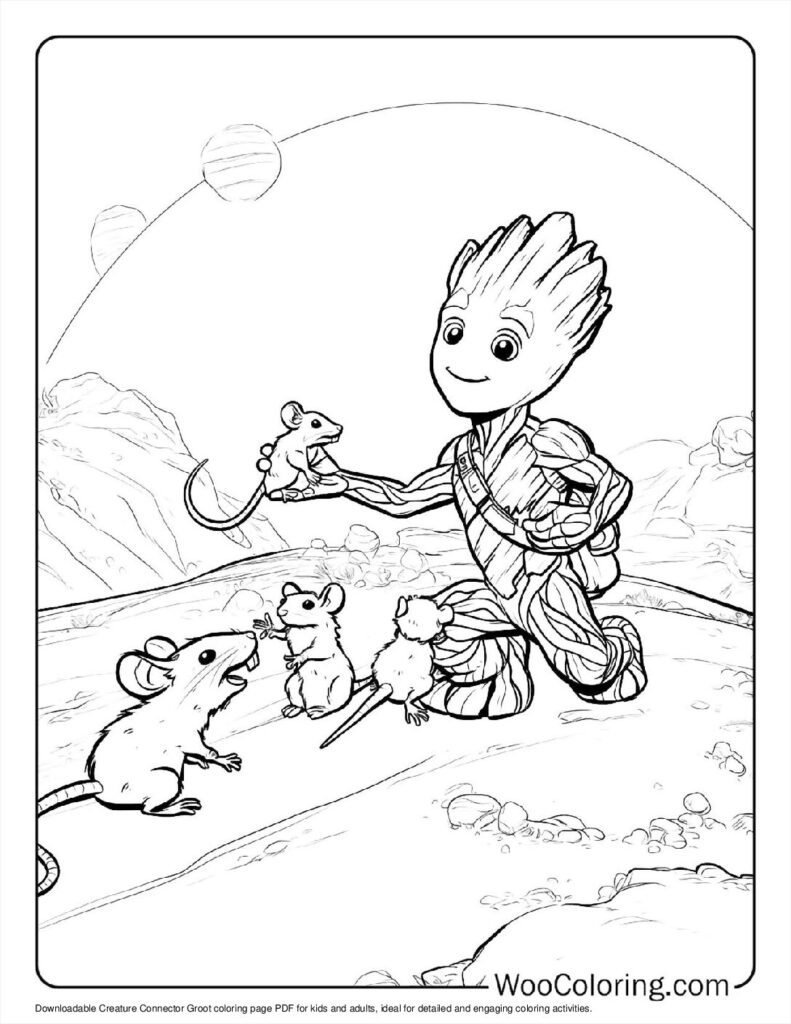 Creature Connector Groot Coloring Page For Kids