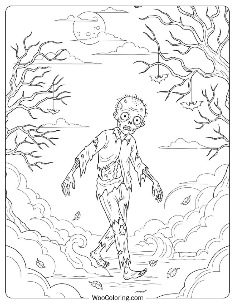 Creepy Zombie coloring page