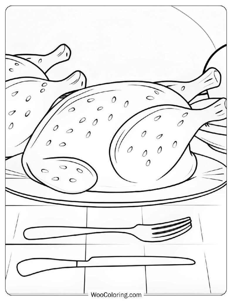 Food coloring page of Crispy Roast Chicken
