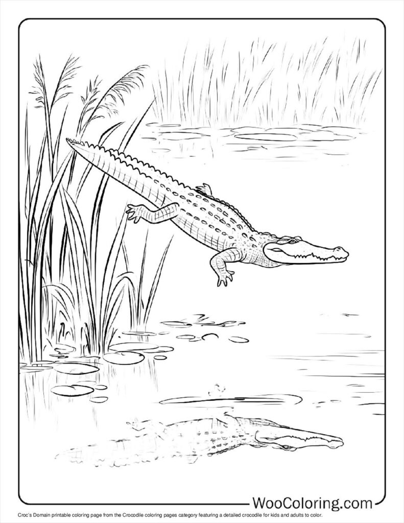 Croc’s Domain Coloring Page For Kids